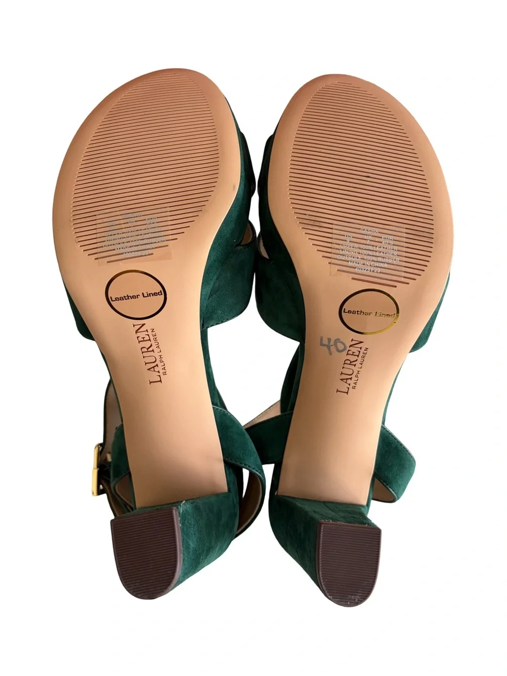 Lauren Ralph Lauren Sasha Suede Platform Sandals Emerald / Forest Green Size 9